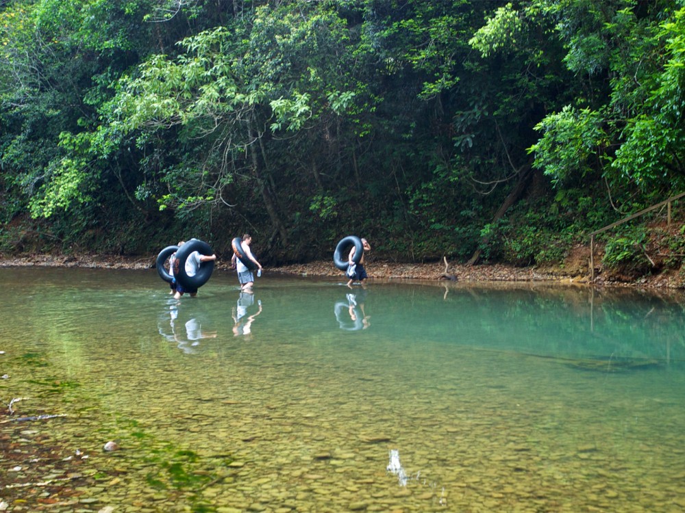 Water tubing in Belize near Jaguar Paw Cave