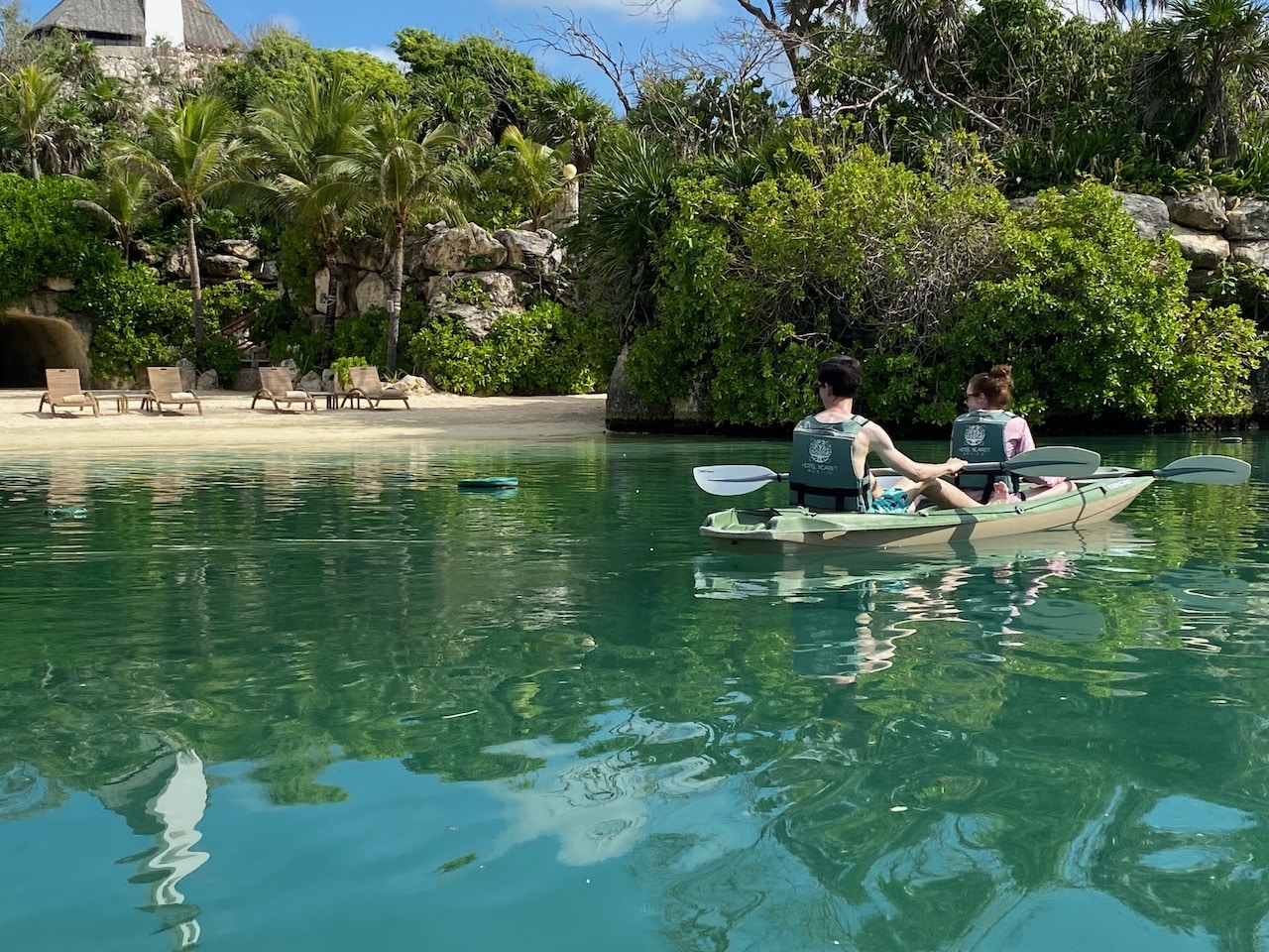 Kayaking the river at Hotel Xcaret Arte