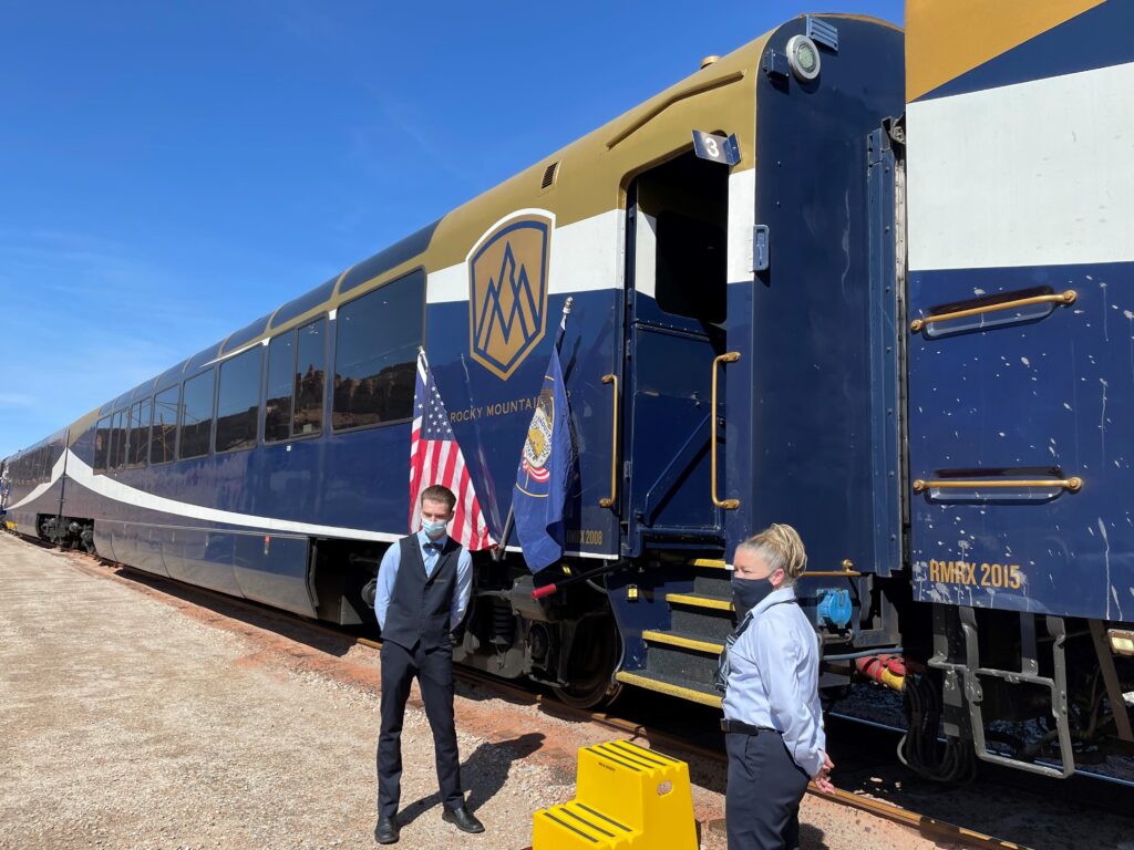 Boardin Rocky Mountaineer's USA train