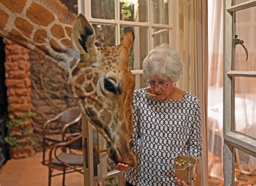 Feeding the locals at Giraffe Manor