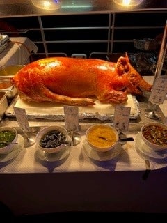 Roast pig on Windstar party