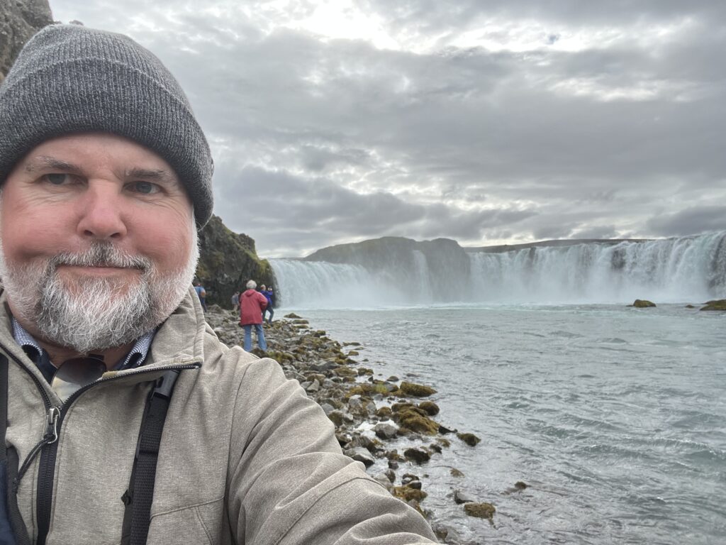 At Goldafoss waterfall