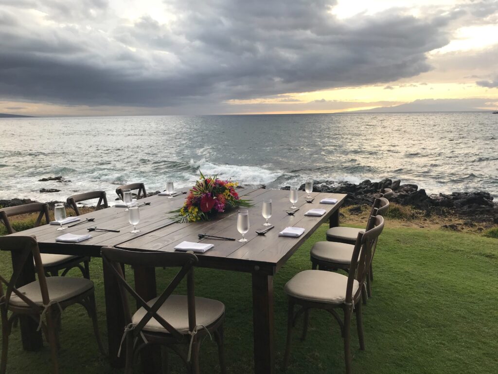Romantic dining venue on Maui beach