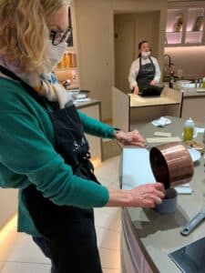 Nanci in the SALT cuilinary kitchen class onboard Silversea