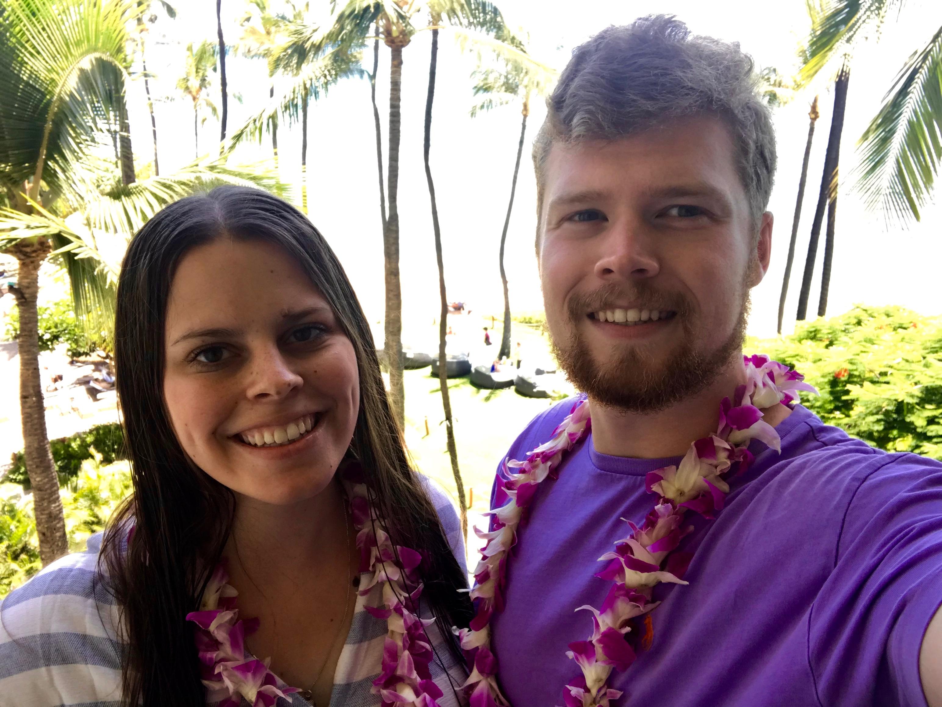 Couple honeymoon selfie in Maui Hawaii