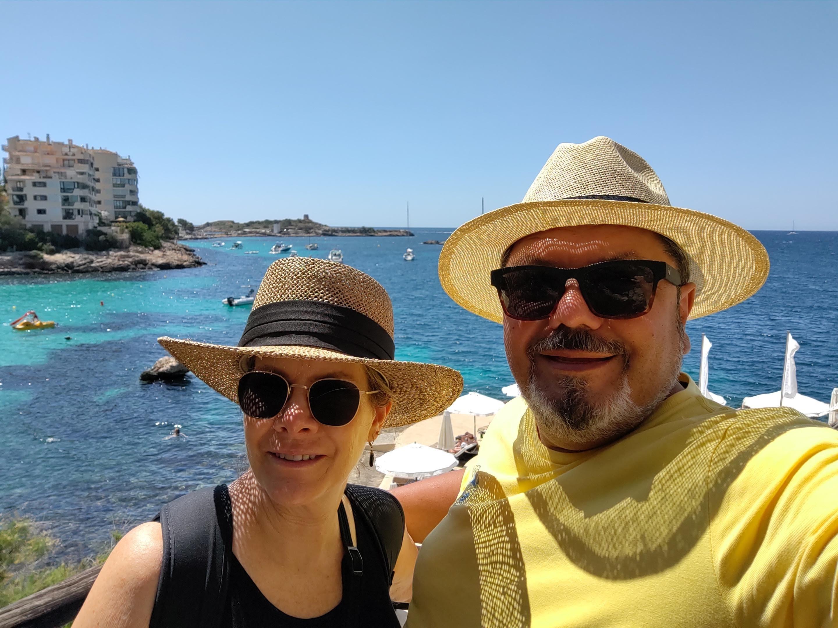 Traveling couple selfie in Palma de Mallorca